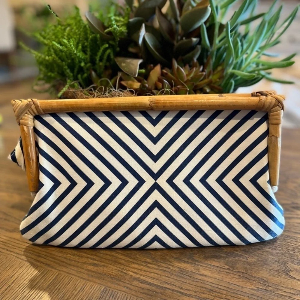 Donna Dixon clutch purse with Bamboo blue and white